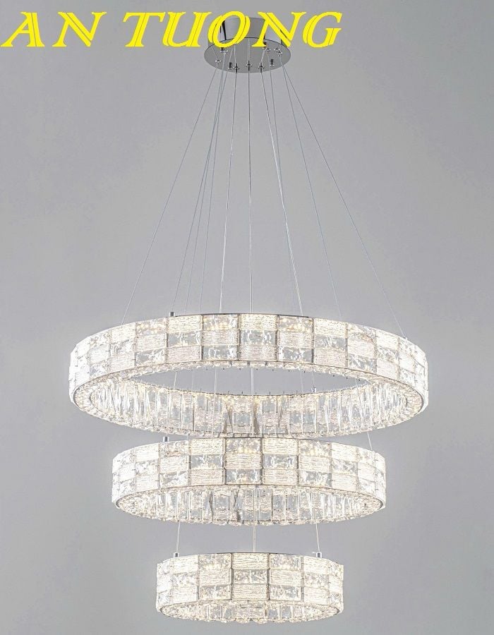 đèn chùm pha lê decor trang trí phòng khách đẹp, hiện đại 0038