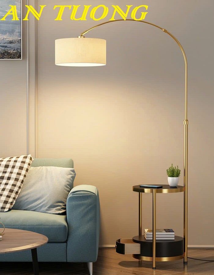 Đèn cây đứng đọc sách dáng cong để sàn trang trí đẹp hiện đại 004