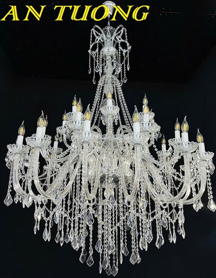 Đèn chùm cổ điển pha lê trang trí phòng khách đẹp 023