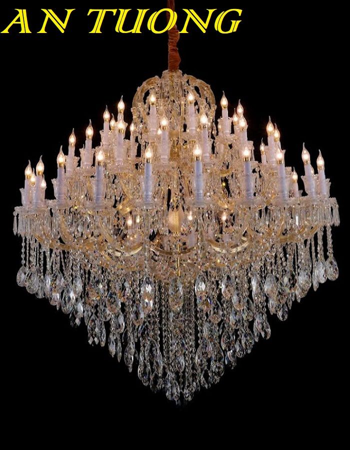 Đèn chùm cổ điển pha lê trang trí sảnh phòng khách biệt thự 026