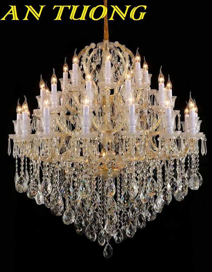 Đèn chùm cổ điển pha lê trang trí phòng khách đẹp 027
