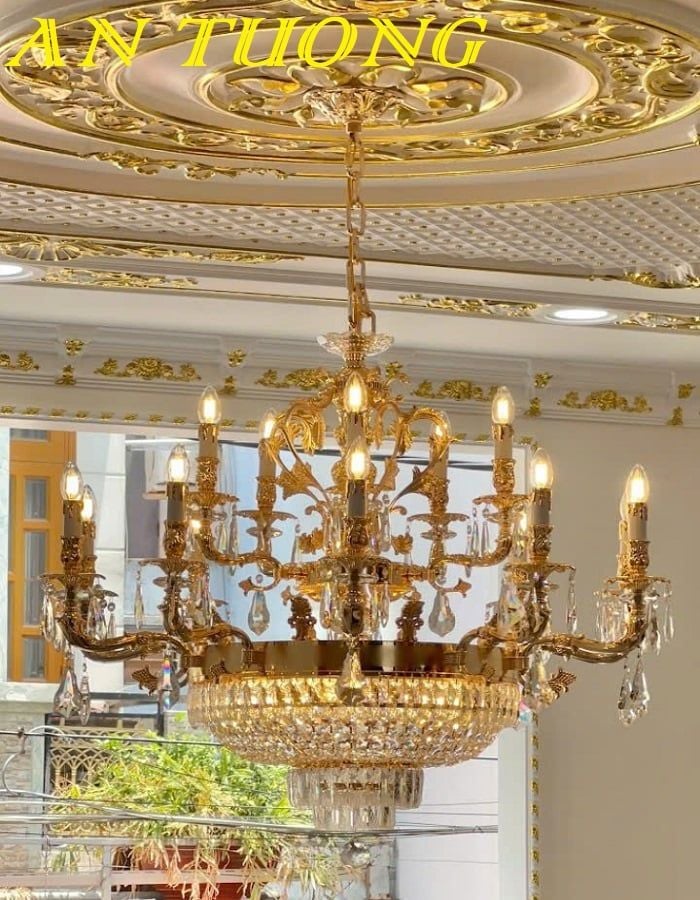 Đèn chùm cổ điển pha lê trang trí phòng khách đẹp 060