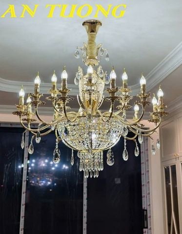  Đèn chùm cổ điển pha lê trang trí phòng khách đẹp 076 