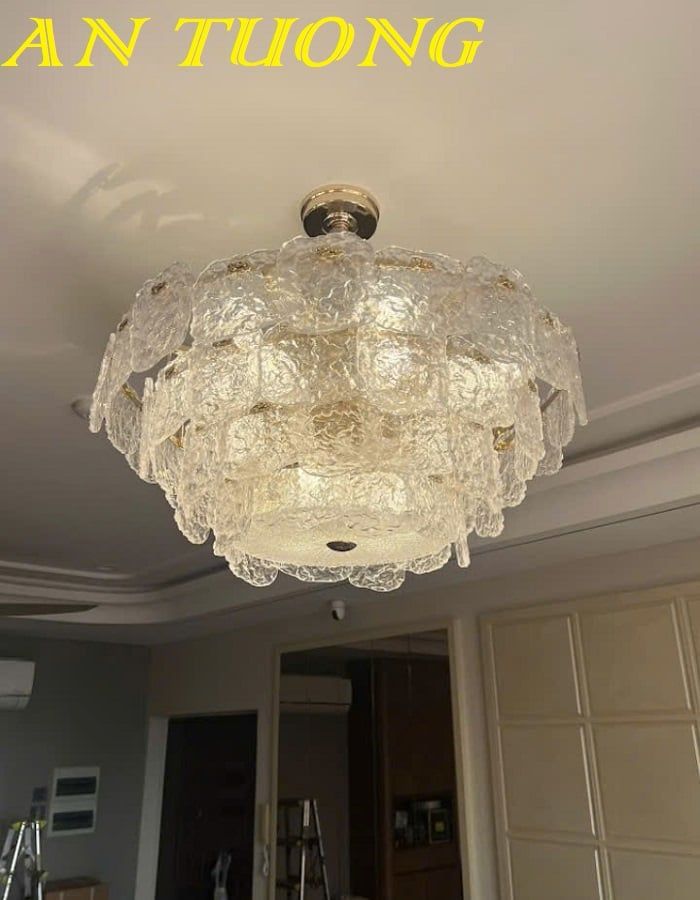Đèn chùm pha lê phòng khách hiện đại 010