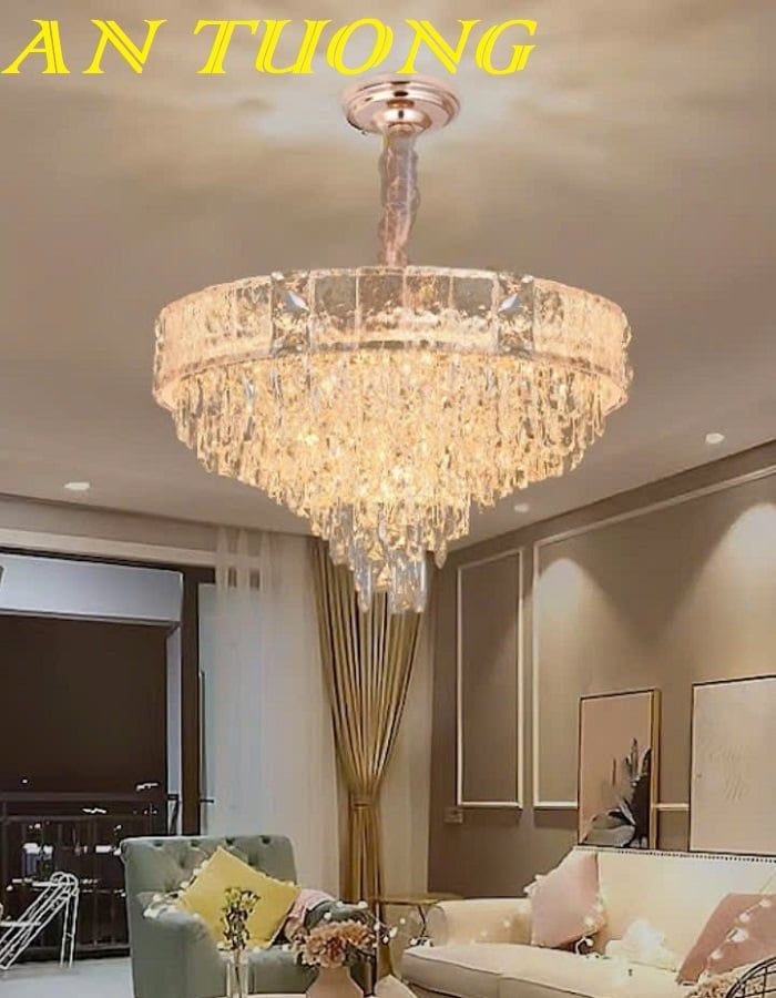 Đèn chùm pha lê phòng khách hiện đại 025
