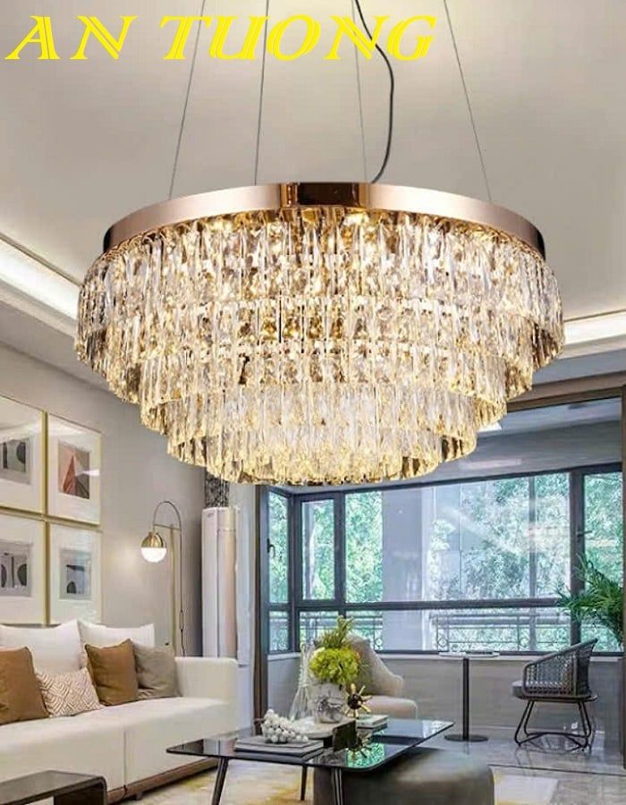 Đèn chùm pha lê phòng khách hiện đại 026