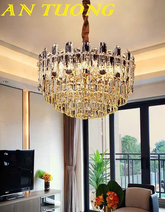 Đèn chùm pha lê phòng khách hiện đại 030