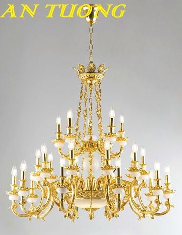 Đèn chùm phòng khách cổ điển bằng đồng cao cấp đẹp