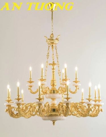  Đèn chùm phòng khách cổ điển bằng đồng cao cấp đẹp 004 
