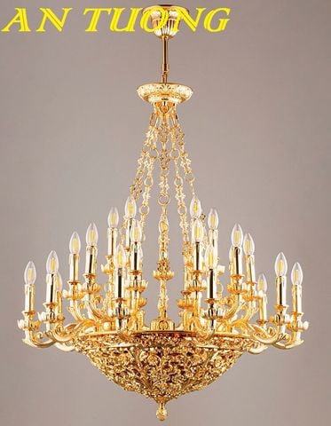 Đèn chùm phòng khách cổ điển bằng đồng cao cấp đẹp