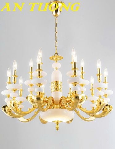 Đèn chùm phòng khách cổ điển bằng đồng cao cấp đẹp