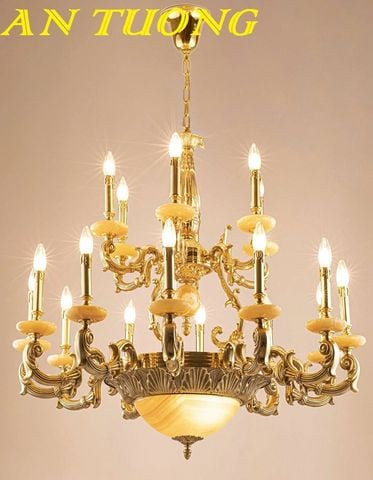 Đèn chùm phòng khách cổ điển bằng đồng cao cấp đẹp