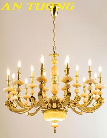 Đèn chùm phòng khách cổ điển bằng đồng cao cấp đẹp