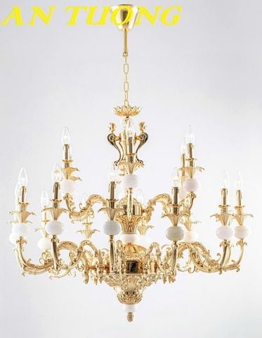 Đèn chùm phòng khách cổ điển bằng đồng cao cấp đẹp