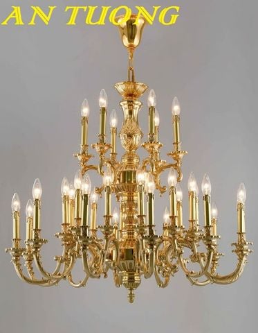 Đèn chùm phòng khách cổ điển bằng đồng cao cấp đẹp