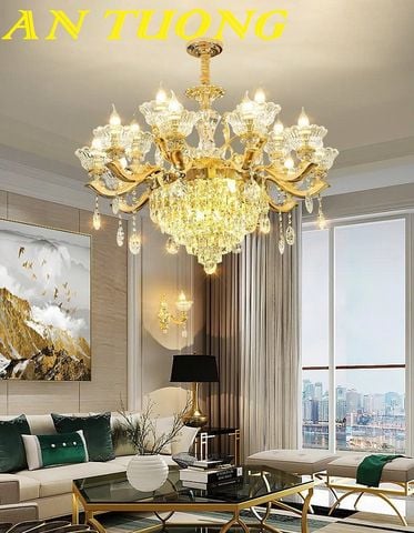 Đèn chùm phòng khách cổ điển bằng pha lê cao cấp