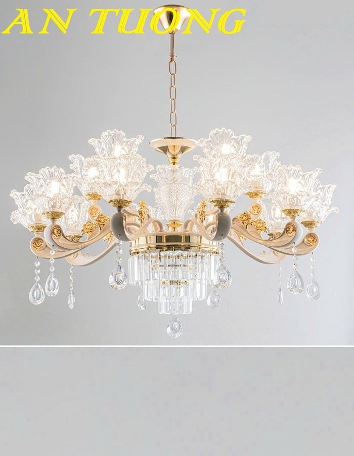 Đèn chùm phòng khách tân cổ điển bằng pha lê cao cấp 002