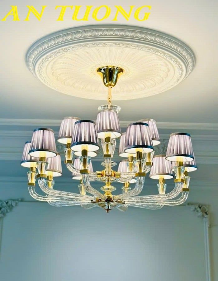 Đèn chùm tân cổ điển phòng khách đẹp sang trọng 001
