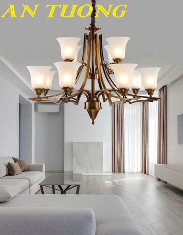  Đèn chùm tân cổ điển phòng khách đẹp sang trọng 004 