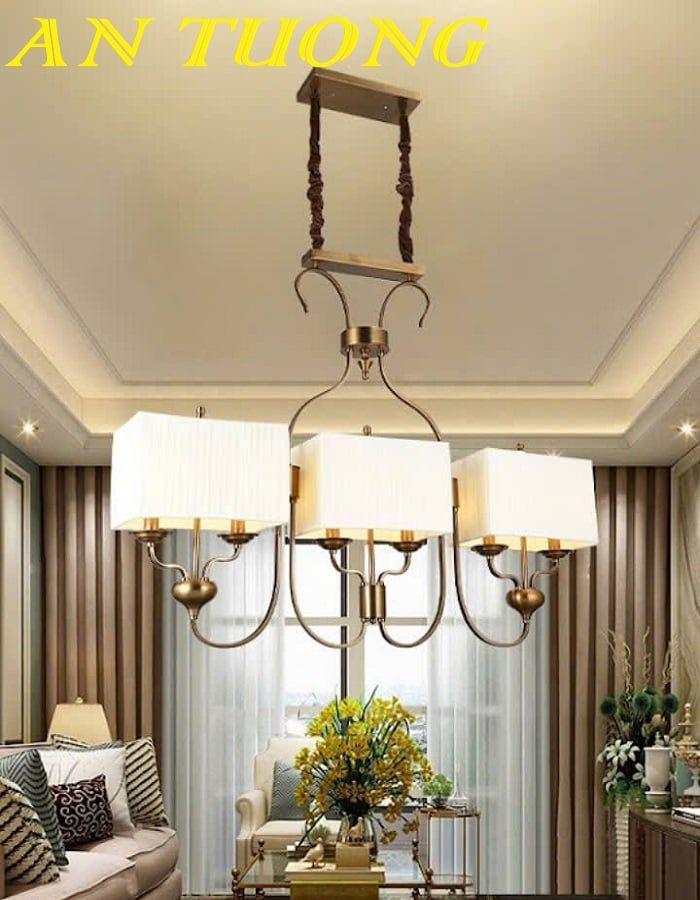 Đèn chùm tân cổ điển phòng khách đẹp sang trọng 013