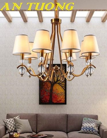  Đèn chùm tân cổ điển phòng khách đẹp sang trọng 014 