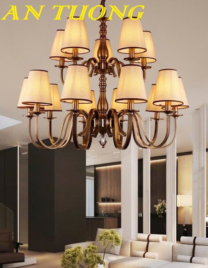Đèn chùm tân cổ điển phòng khách đẹp sang trọng 019