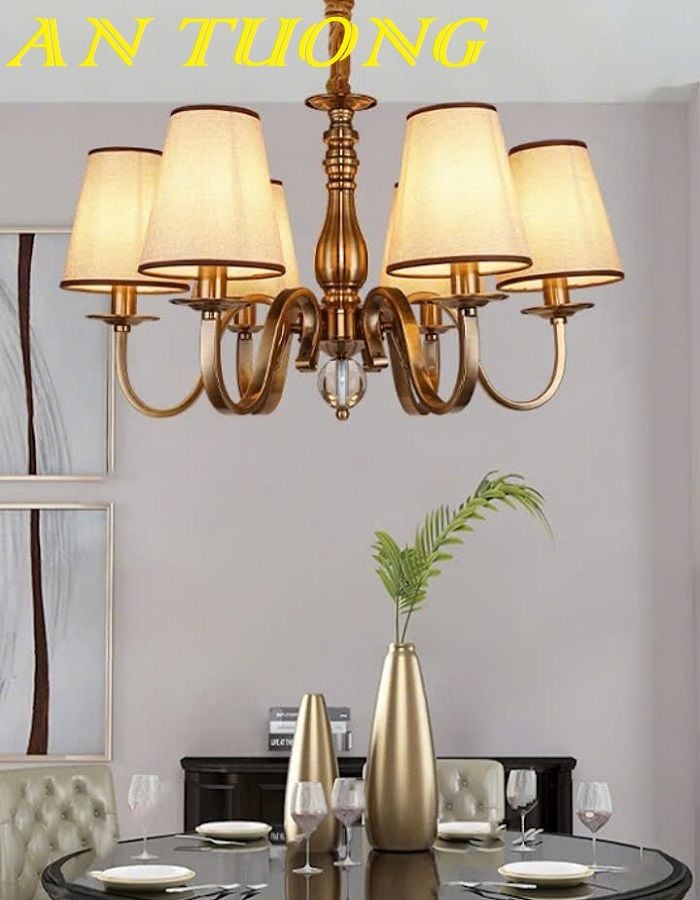 Đèn chùm tân cổ điển phòng khách đẹp sang trọng 021