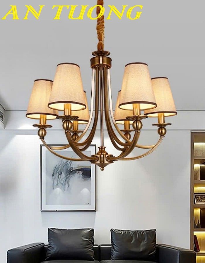 Đèn chùm tân cổ điển phòng khách đẹp sang trọng 026
