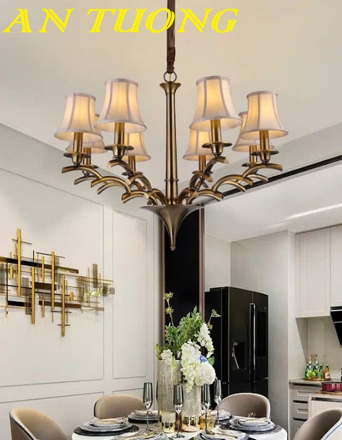Đèn chùm tân cổ điển phòng khách đẹp sang trọng 039