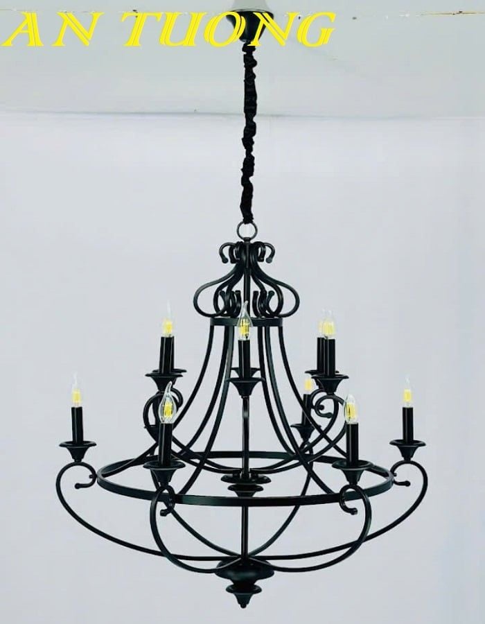 Đèn chùm tân cổ điển phòng khách đẹp sang trọng 058
