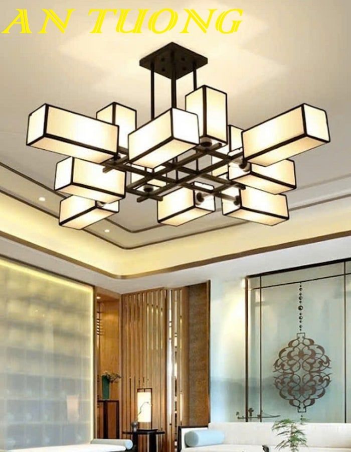 Đèn chùm tân cổ điển phòng khách đẹp sang trọng 071