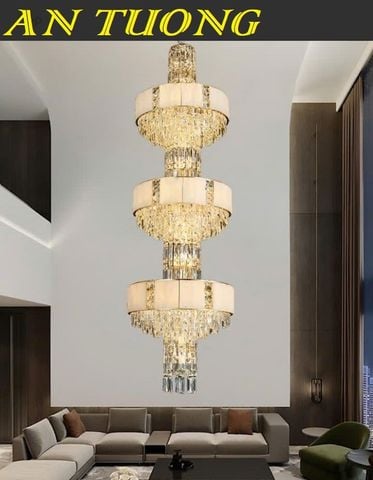  Đèn chùm thông tầng phòng khách pha lê đẹp 005 