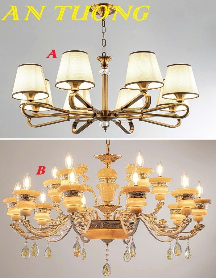 Đèn chùm trang trí phòng khách tân cổ điển 028