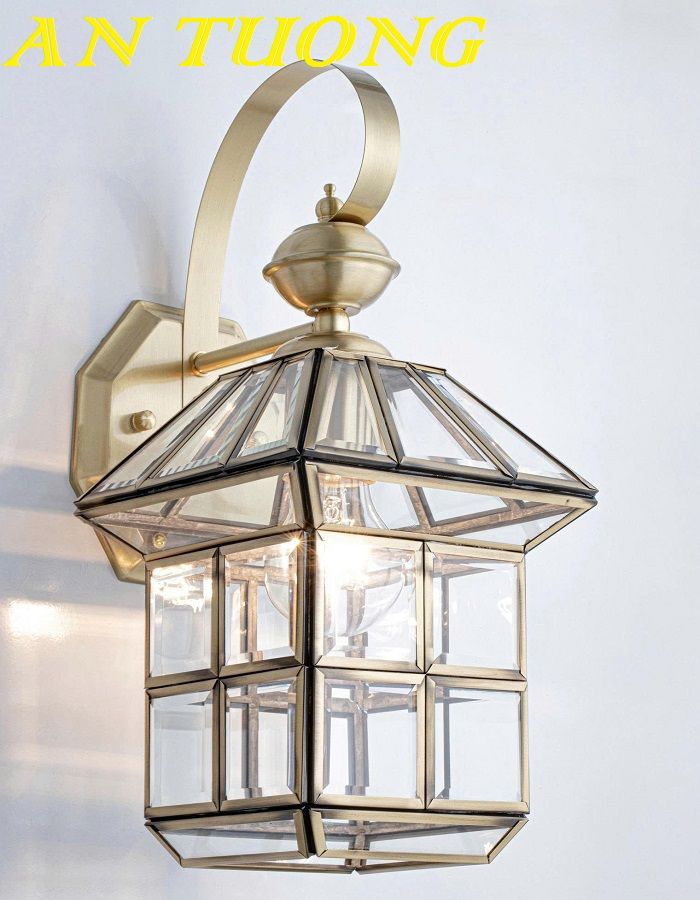đèn gắn tường cổ điển ngoài trời ngoài nhà bằng đồng decor trang trí mặt tiền nhà hàng rào sân vườn 01