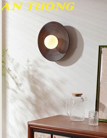 Đèn ngủ hình tròn gắn tường đầu giường đẹp trang trí phòng ngủ hiện đại màu đen