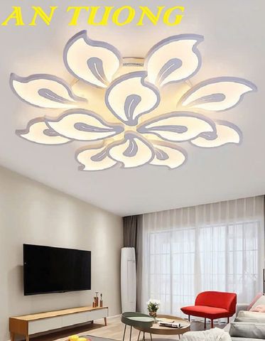 Đèn ốp trần trang trí phòng khách căn hộ chung cư đẹp, hiện đại