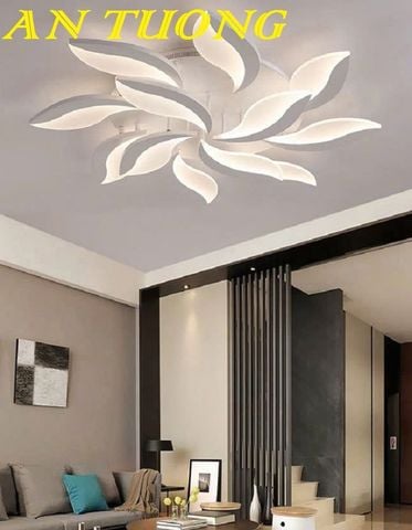 Đèn ốp trần trang trí phòng khách căn hộ chung cư đẹp, hiện đại