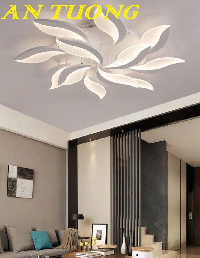 Đèn ốp trần trang trí phòng khách căn hộ chung cư đẹp, hiện đại 008