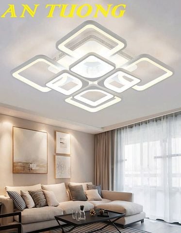 Đèn ốp trần trang trí phòng khách căn hộ chung cư đẹp, hiện đại