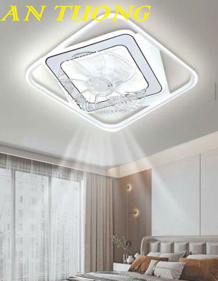 Đèn ốp trần trang trí phòng ngủ đẹp hiện đại | có quạt 002