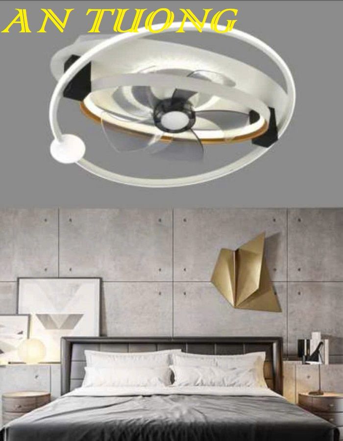 Đèn ốp trần trang trí phòng ngủ đẹp hiện đại | có quạt 003