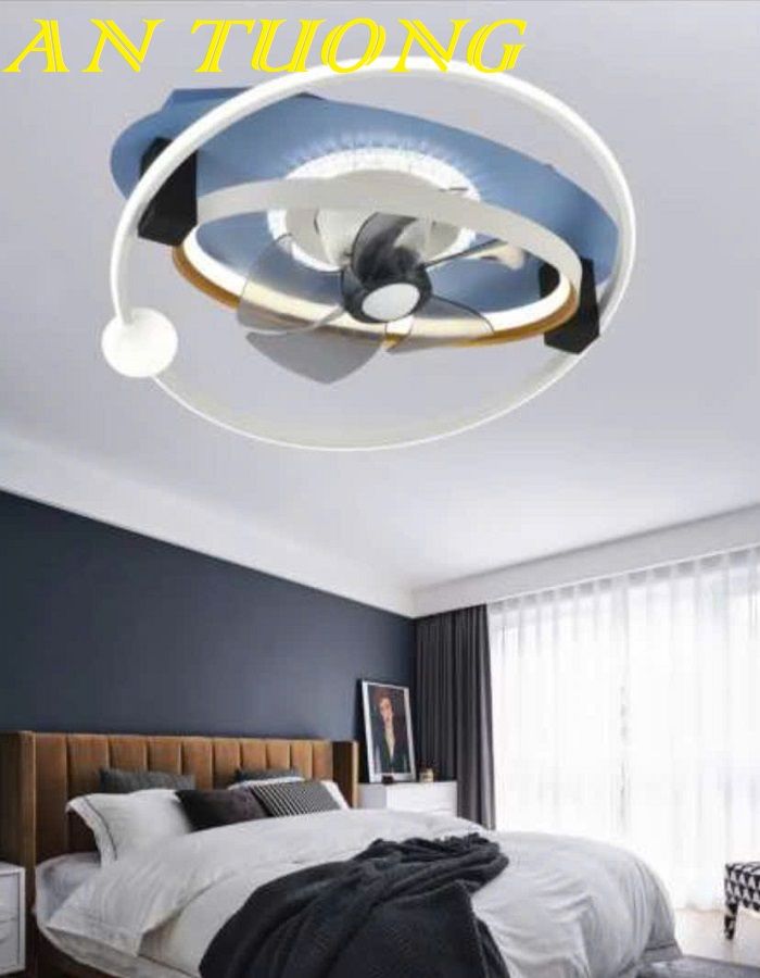 Đèn ốp trần trang trí phòng ngủ đẹp hiện đại | có quạt 004