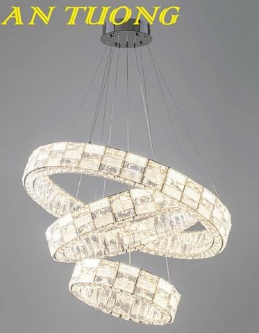  Đèn thả 3 vòng tròn pha lê treo trần trang trí phòng khách đẹp 0311 