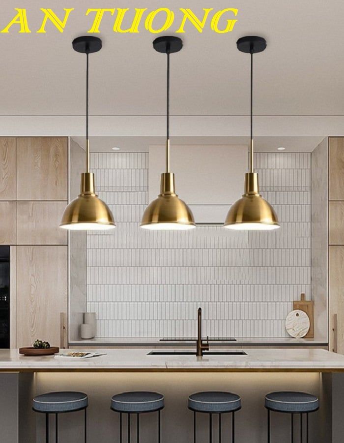 Đèn thả bàn ăn đẹp chao màu vàng trang trí bàn ăn phòng bếp 0232