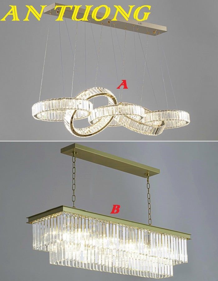 Đèn thả bàn ăn pha lê đẹp treo trần trang trí phòng bếp hiện đại 004