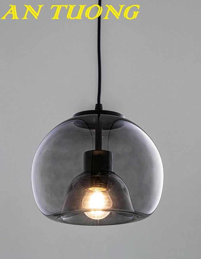 Đèn thả bàn ăn thủy tinh màu xám khói decor trang trí phòng bếp ăn 012