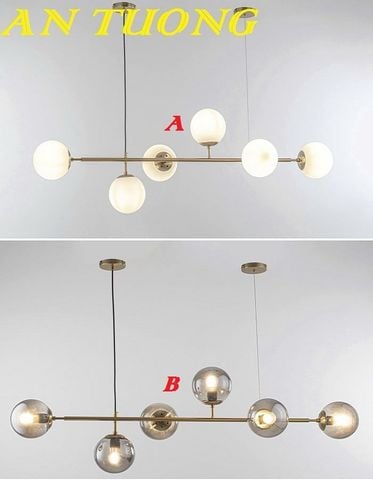 Đèn thả bàn ăn thủy tinh đẹp treo trần trang trí bàn ăn phòng bếp