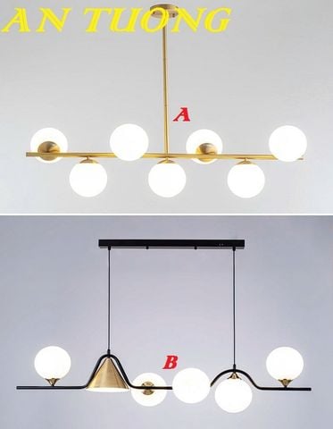 Đèn thả bàn ăn thủy tinh đẹp treo trần trang trí bàn ăn phòng bếp