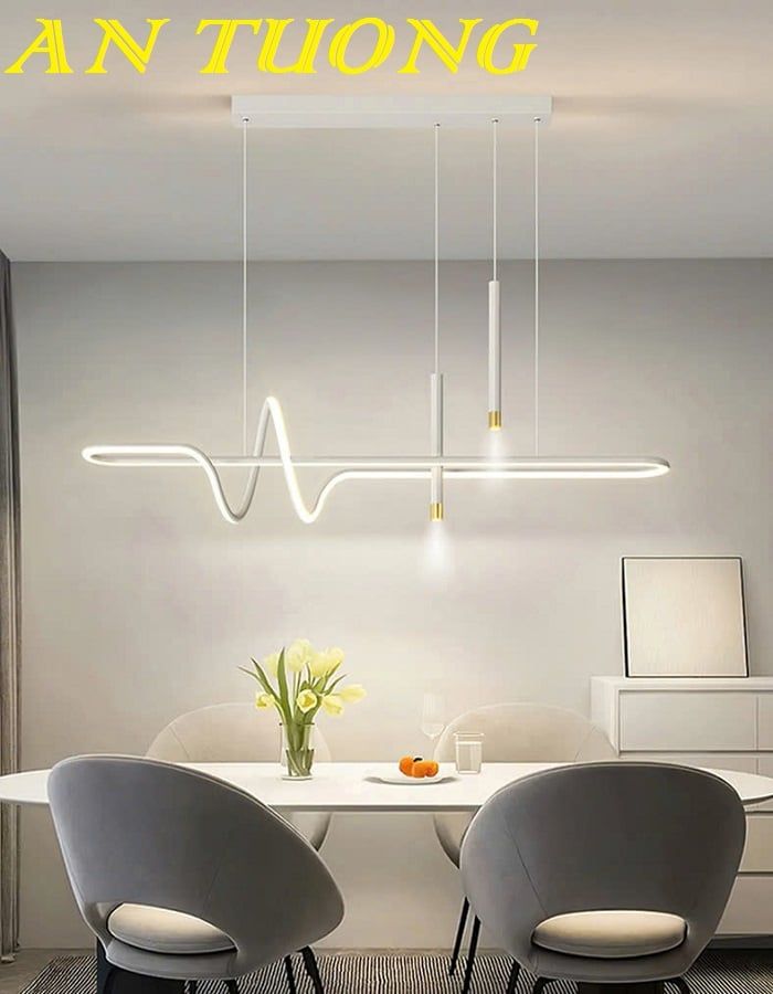 Đèn thả bàn ăn treo trần kiểu ngang trang trí hiện đại màu trắng 0222