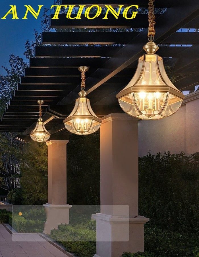 Đèn thả mái vòm ban công cổ điển bằng đồng cao cấp sang trọng 050